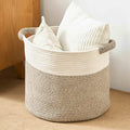 Blanket Basket for Living Room, Woven Rope Storage Basket | 16"D x 14"H | White by KODOMOORE