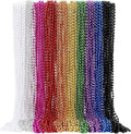 Mardi Gras Beads Necklaces, 33 Inch Plastic Beads for Party Favors, Festival Decorations, Parade Throws, Christmas, St. Patrick's Day Celebrations