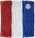 100 PCS 4th of July Beads, 33" Patriotic Beads Necklaces Bulk, Red White Blue Necklace Bulk, Independence Day Party Parade Throw Accessories Set for Memorial Day Fourth of July Party Supplies