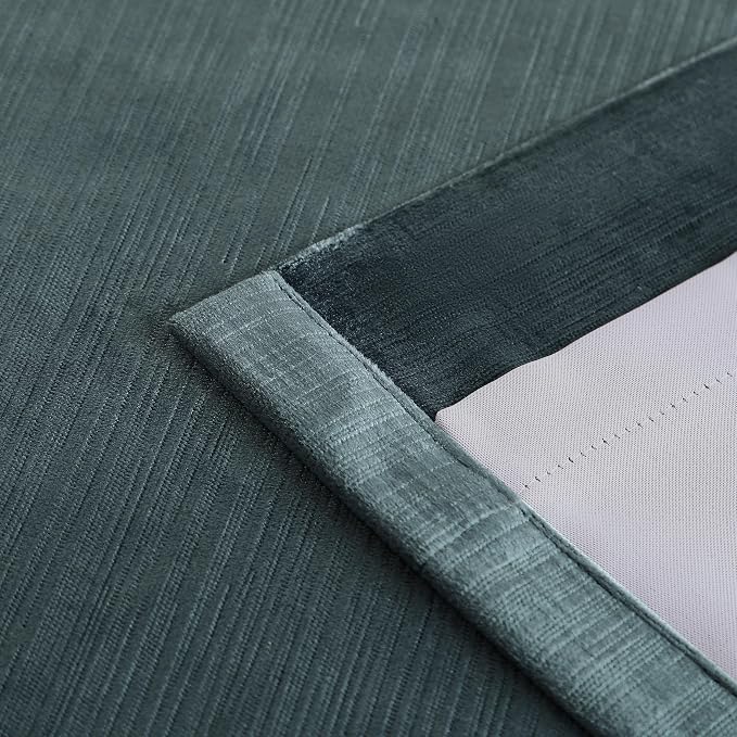 Vision Home Storm Blue Velvet Pinch Pleated Blackout Curtains 40Wx108L Inch | 2 - Image 6