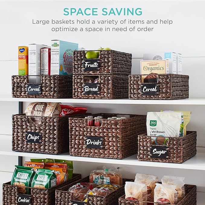 Best Choice Products Pantry Baskets Set of 2 16x12in Water Hyacinth Storage - Image 4