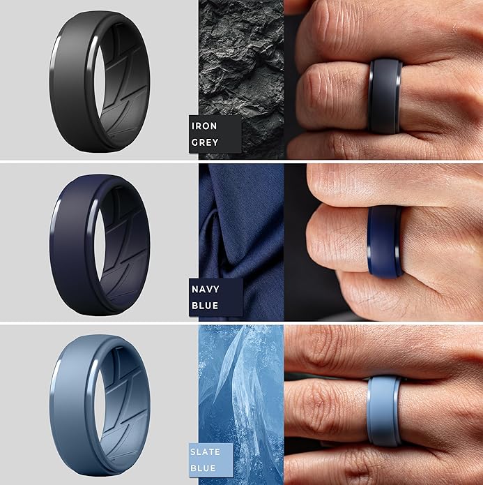 ThunderFit Men's Silicone Rings 10mm Wide 2.5mm Thick Rubber Bands, Breathable, Variety Multipack 1-10