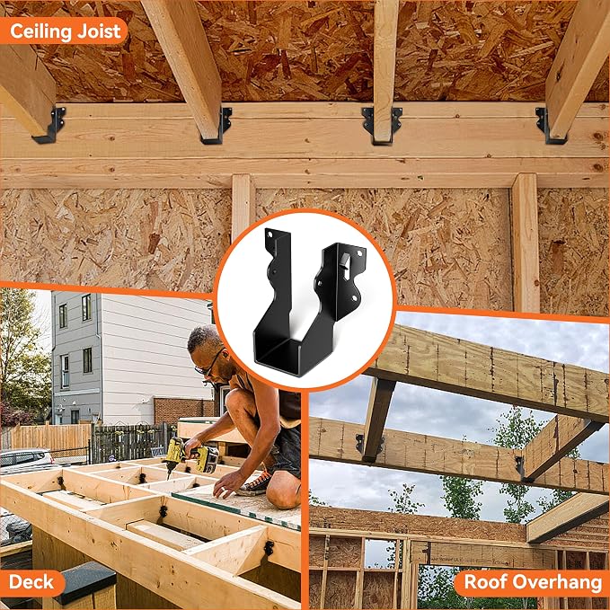 50 Pcs Black 2x4 Joist Hanger, LU24 18 Gauge Double Shear Face Mount Joist - Image 5