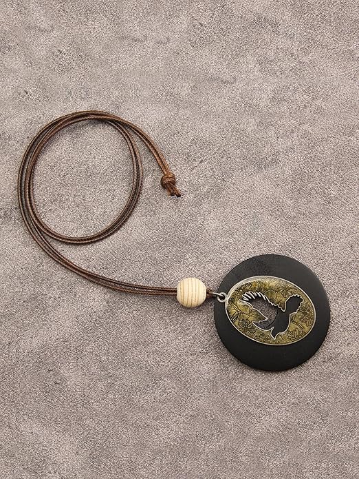GelConnie Boho Necklaces for Women Vintage Silver Circles Long Pendant Necklace Cowgirl Sweater Necklace Adjustable Leather Choker Necklace for Women