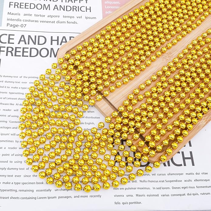 144 Pcs Mardi Gras Beads Bulk, 33 Inch 7mm Carnival Beaded Necklaces Decorations For Mardi Gras Festivals, Mardi Gras Parades, Night Club Dress-up Events Party Costume