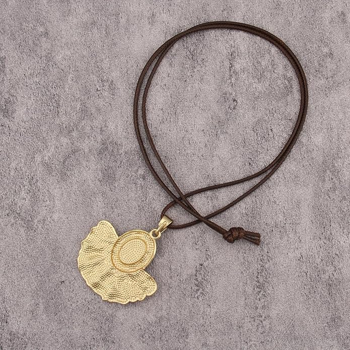 Women's Leather Long Necklace Bohemian Style Circle Retro Pendant Necklace Women's Jewelry