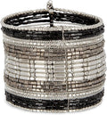 SPUNKYsoul Cuff Bracelets for Women Collection - Adjustable, Stylish Boho Inspired Beaded Bracelets, Trendy Stackable Beads, Ideal for Everyday Wear & Special Occasions (Silver, Black)