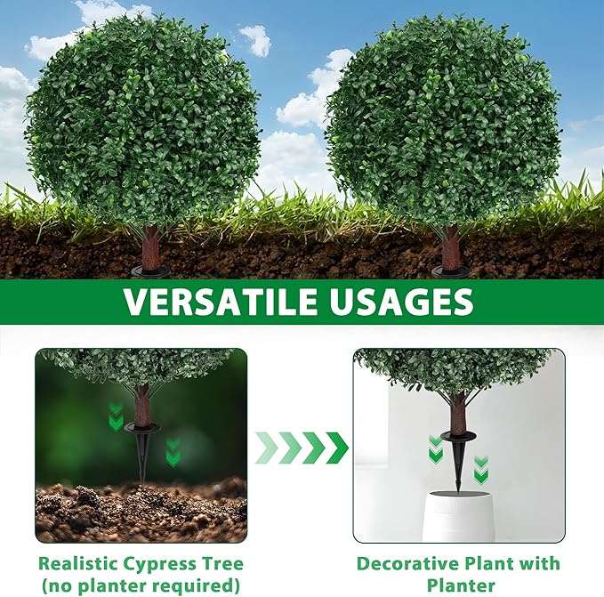 Grooy Set of 4 Artificial Boxwood Topiary Ball Tree - Image 4
