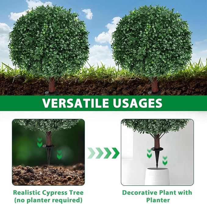 Grooy Artificial Set of 2 UV Resistant Boxwood Topiary Ball - Image 4