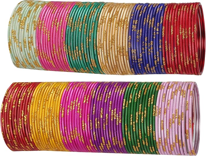 Touchstone indian bangles bracelets for women colorful churiyan set return gifts jewelry chudiya bulk pack bollywood metal bangle sets 12 textured vintage colors. Set of 144