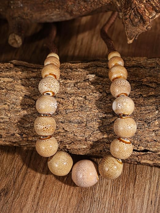 MINACHI Hippie Boho Colorful Ceramic Round Beads Strand Necklace, Bohemian Fashion Statement Jewelry Gift for Women