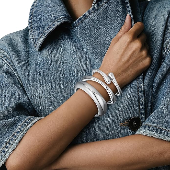 Chunky Gold Bangle Bracelets for Women Trendy 14K Gold Plated Cuff Bracelets Stack, Dainty Bracelet Sets Fashion Jewelry Gift