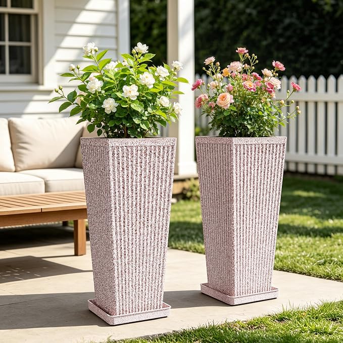 24" Tapered Tall Planters for Outdoor Plants - Image 8