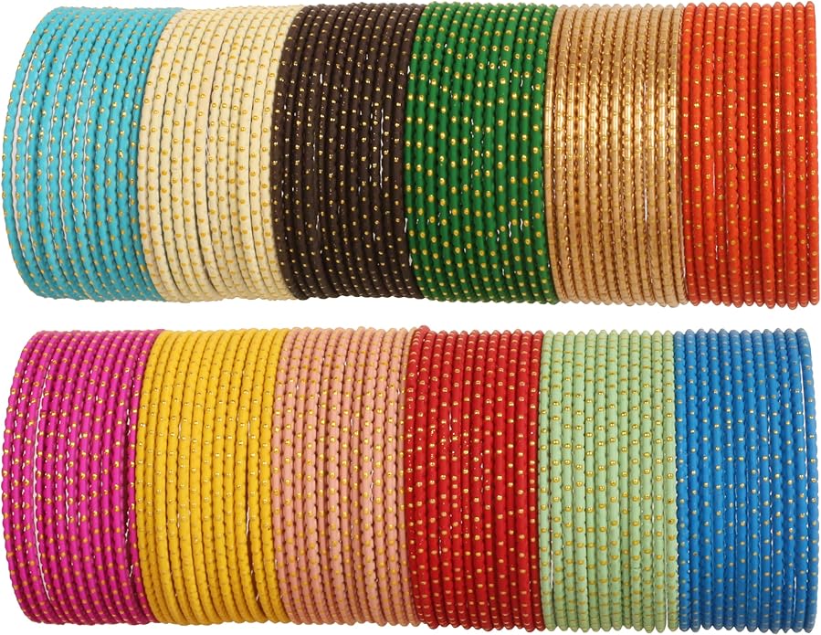 Touchstone indian bangles bracelets for women colorful churiyan set return gifts jewelry chudiya bulk pack bollywood metal bangle sets 12 textured vintage colors. Set of 144