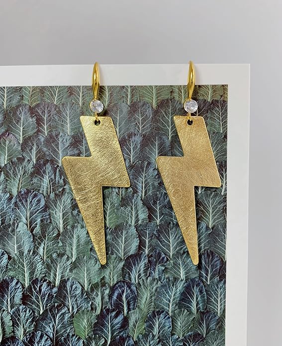 OZEL Gold Dangle Earrings for Women Brushed Finish, Matte Gold Statement Jewelry, 14k Gold Plated