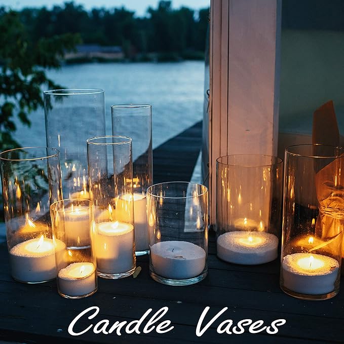 CYS Excel Clear Glass Cylinder Vase | Multiple Size Choices Glass Flower Vase - Image 7