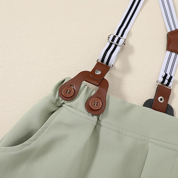 nilikastta Boy Suit Toddler Boy Outfit Boy Dress Shirt with Bowtie/Suspender Pants Gentleman Wedding Outfits 1-10 Years