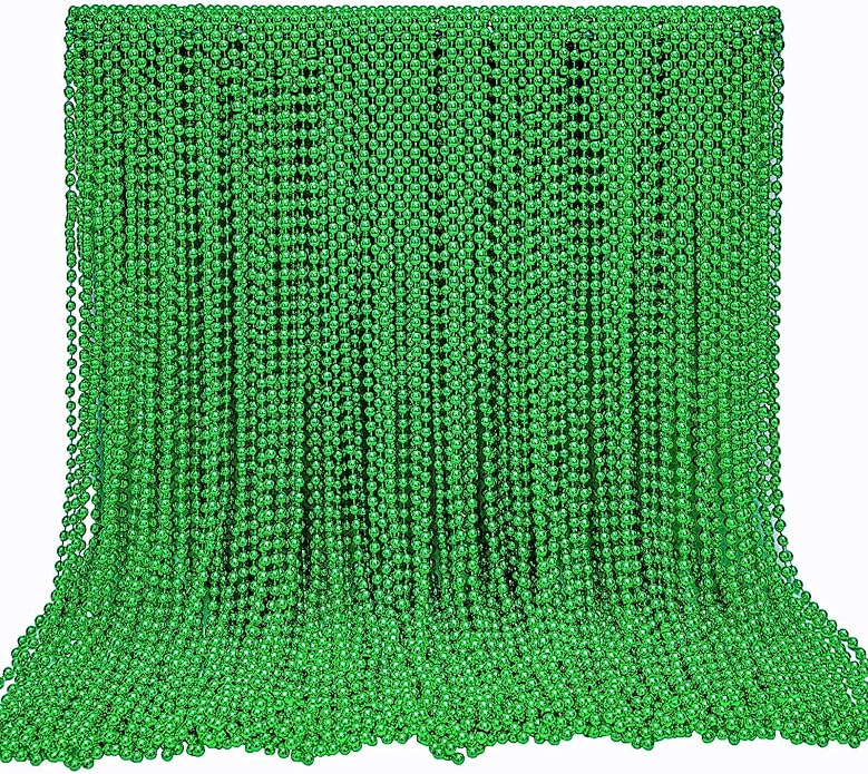 144 Pcs Mardi Gras Beads Bulk, 33 Inch 7mm Carnival Beaded Necklaces Decorations For Mardi Gras Festivals, Mardi Gras Parades, Night Club Dress-up Events Party Costume