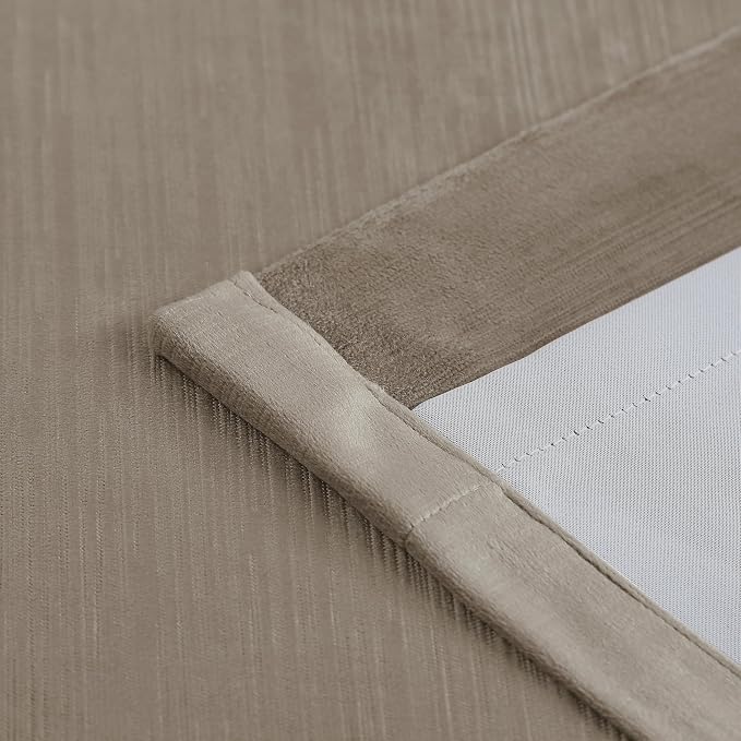Vision Home Mocha Tan Velvet Pinch Pleated Blackout Curtains 40Wx102L Inch | 2 - Image 6