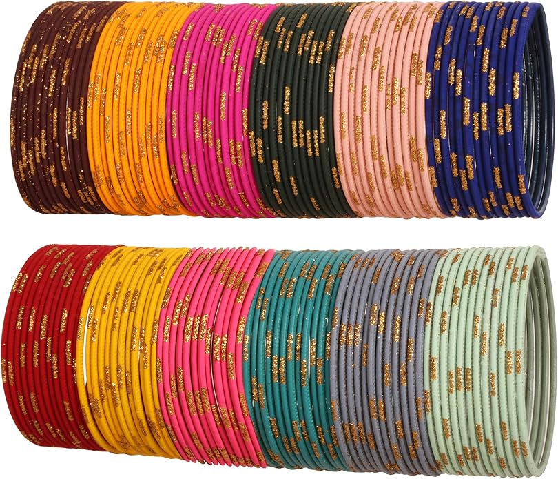 Touchstone indian bangles bracelets for women colorful churiyan set return gifts jewelry chudiya bulk pack bollywood metal bangle sets 12 textured vintage colors. Set of 144