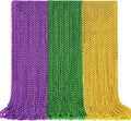 102 PCS Mardi Gras Beads, 33'' Metallic Gold Green Purple Mardi Gras Beads Necklaces Mardi Gras Necklaces Accessories Bulk Carnival Bead Necklace for Mardi Gras Parade Throws Party Decorations Favors
