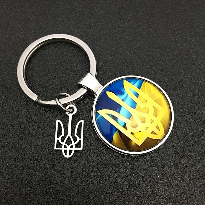 Ukraine Trident - Keychains Handmade Glass Cabochon Alloys - Ukraine Gifts - Ukrainian Jewelry