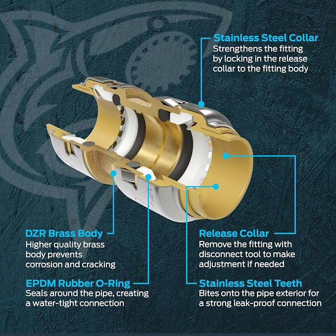 SharkBite Max 1/2 x 1/2 x 3/8 Inch Compression Dual Outlet Angle Stop Valve - Image 5