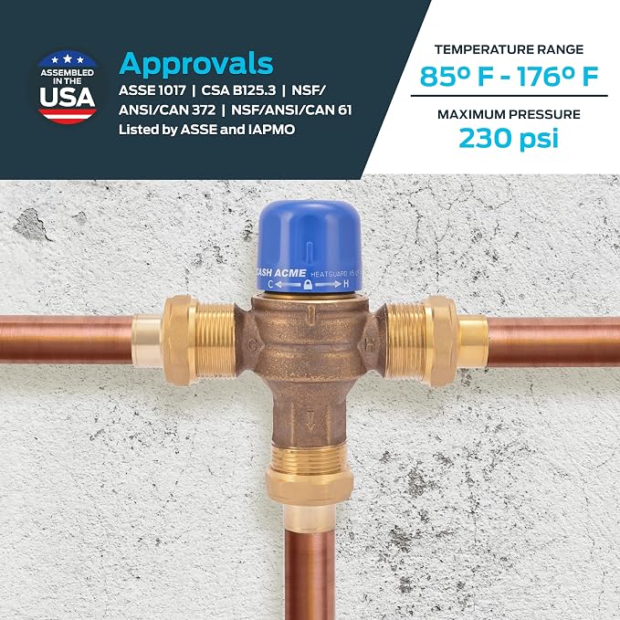 Cash Acme 3/4 Inch HG115 Sweat Thermostatic Mixing Valve - Image 4