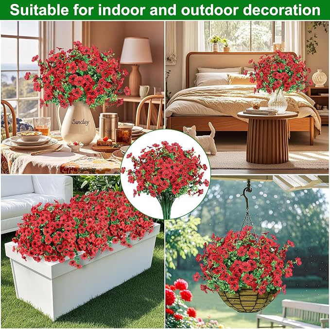 24 Pcs Artificial Flowers for Outdoors Decorations, UV resistant, faux plastic - Image 5