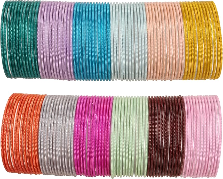 Touchstone indian bangles bracelets for women colorful churiyan set return gifts jewelry chudiya bulk pack bollywood metal bangle sets 12 textured vintage colors. Set of 144