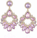 Fashion Rhinestone Statement Drop Dangle Earrings Large Colorful Crystal Chandelier Earrings for Women Bridal Wedding Party Prom