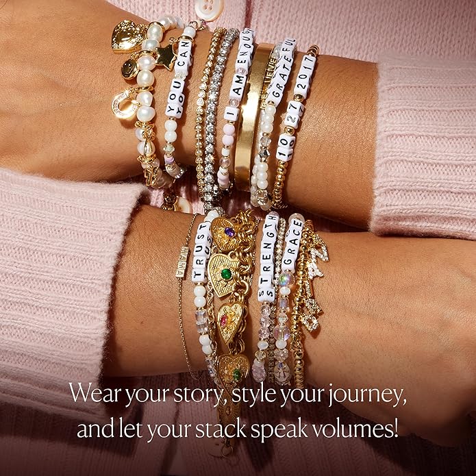 Little Words Project Mother's Day Gifts, The Original Word Bracelet, Made with Colorful Beads and Plated Brass Hardware, Handcrafted Design & Positive Message