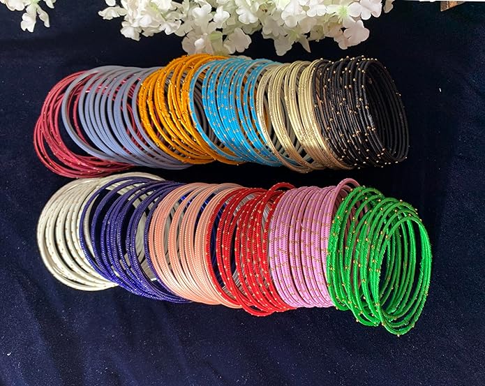 Touchstone indian bangles bracelets for women colorful churiyan set return gifts jewelry chudiya bulk pack bollywood metal bangle sets 12 textured vintage colors. Set of 144