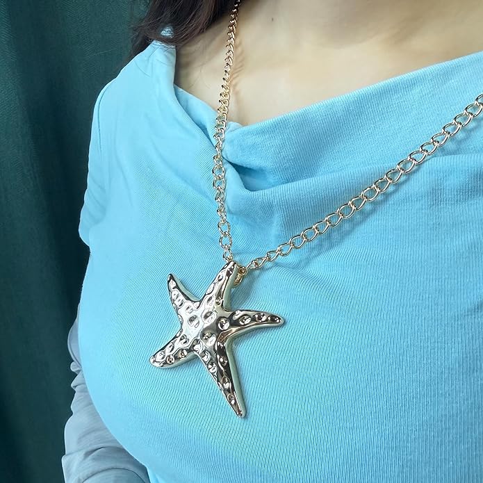 Gold Starfish Necklace for Women Dainty Starfish Pendant Necklace Summer Beach Ocean Jewelry