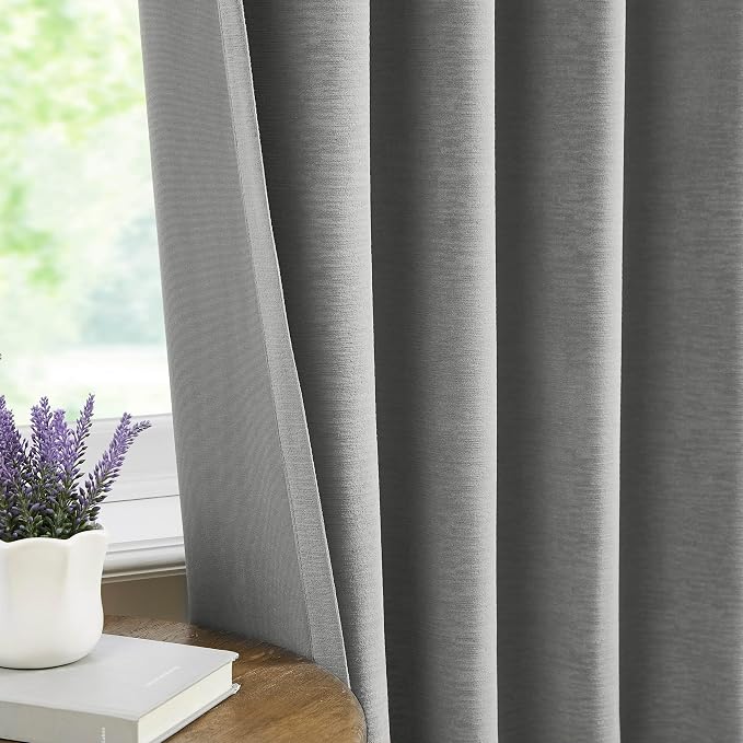 Kayne Studio Pewter Gray Velvet Pinch Pleated Back Tab Curtains 120 Inches | - Image 7