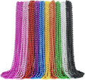 ZYFLSQ 100 Pcs Mardi Gras Beads Necklaces Bulk, 33" 7mm Multi Colors Metallic Beaded Necklaces for Party Costume Necklaces (10 Colors)