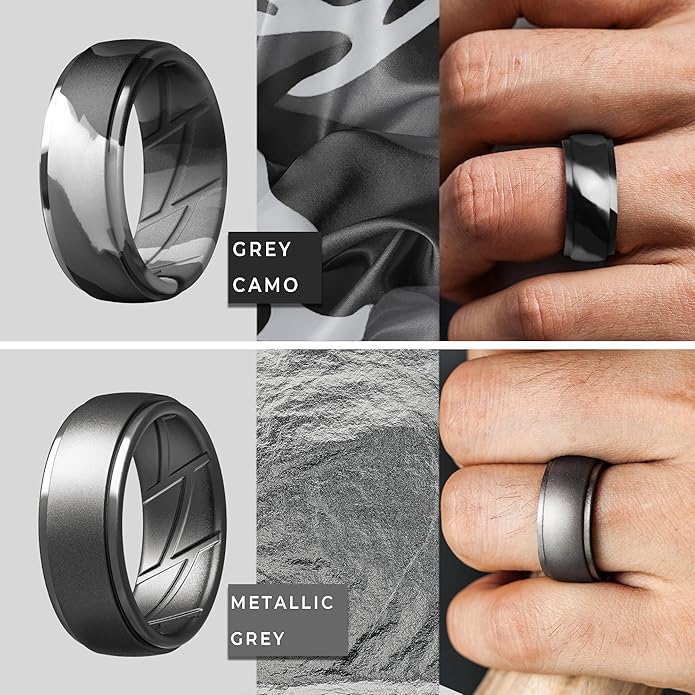 ThunderFit Men's Silicone Rings 10mm Wide 2.5mm Thick Rubber Bands, Breathable, Variety Multipack 1-10