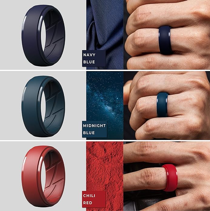 ThunderFit Men's Silicone Rings 10mm Wide 2.5mm Thick Rubber Bands, Breathable, Variety Multipack 1-10