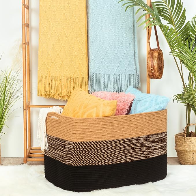 112L Extra Large Blanket Basket Holder Living Room, Pool Towels, Dog Toy - Image 4