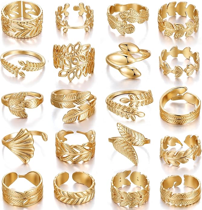 KISS WIFE Goldenen Silvery Black Kunckle Rings Set for Women, Dainty Simple Trendy Cute Stackable Finger Rings Pack, Perfect for Stacking Layering on Thumb and Knuckle, Mixed Size, Jewelry Gift