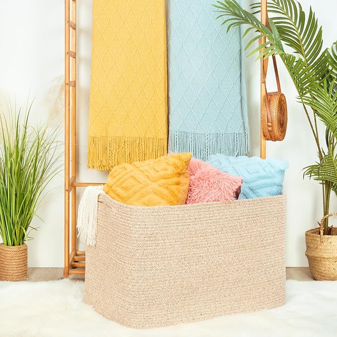 112L Extra Large Blanket Basket Holder Living Room, Dog Toy Organizer Bin Box - Image 2