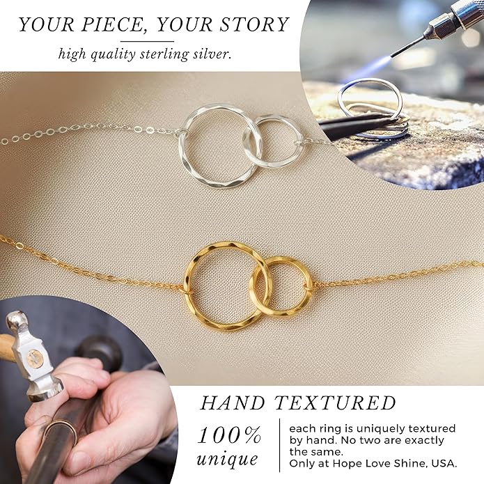 HOPE LOVE SHINE Encouraging Gift for Women - Courage, Strength, Motivational, Inspirational Necklace, Jewelry 16+2", 14k Gold Plated Sterling Silver