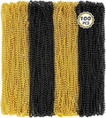 100 PCS New Years Beads Bulk, 33" Mardi Gras Beads Necklaces, Congrats Grad Beads Necklaces, Blackgold Parade Throw Supplies Graduations Party Beads Party Accessories Set Favors