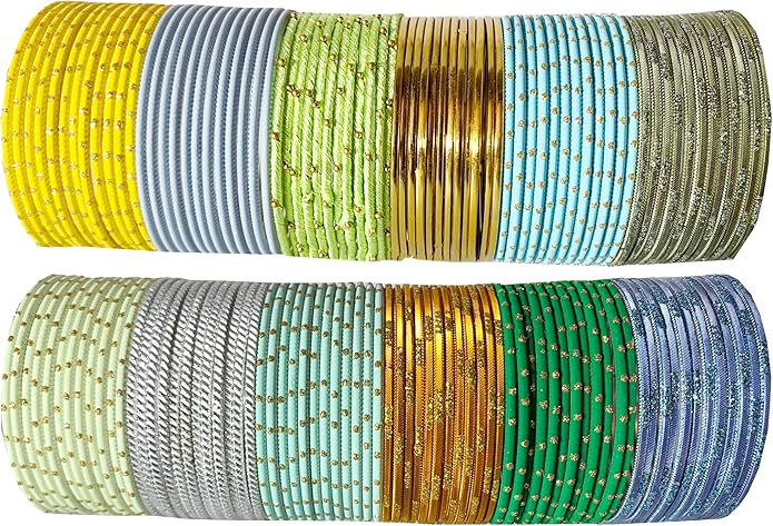 Touchstone indian bangles bracelets for women colorful churiyan set return gifts jewelry chudiya bulk pack bollywood metal bangle sets 12 textured vintage colors. Set of 144