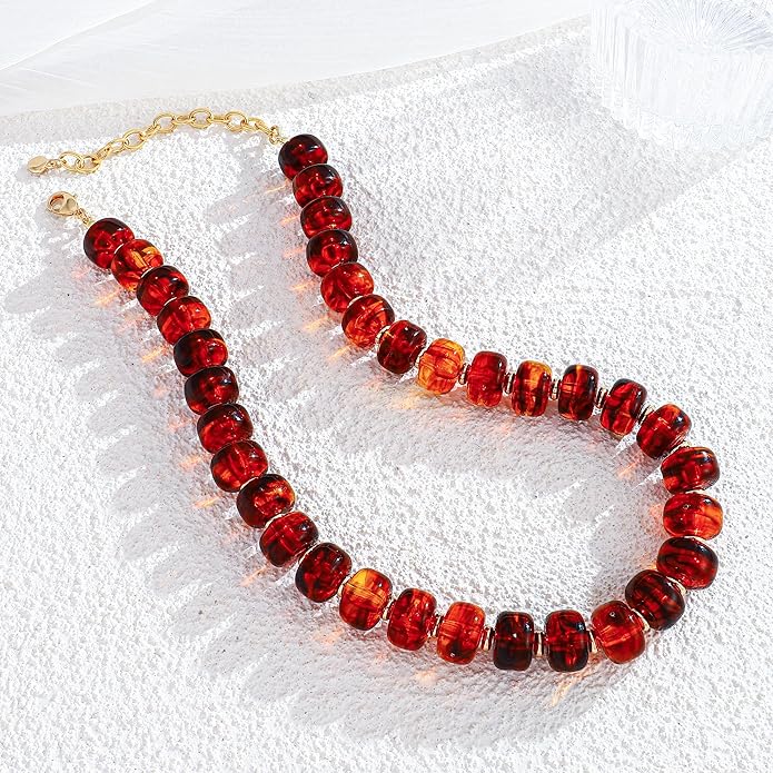 LILIE&WHITE Resin Chunky Beaded Necklace for Women Minimalistic Modern Statement Necklace Jewelry Accessories