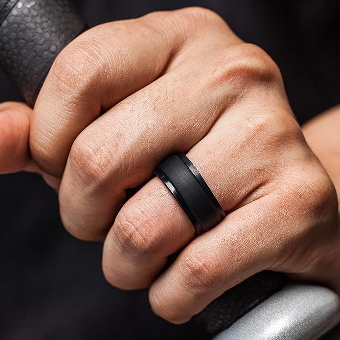 ThunderFit Men's Silicone Rings 10mm Wide 2.5mm Thick Rubber Bands, Breathable, Variety Multipack 1-10