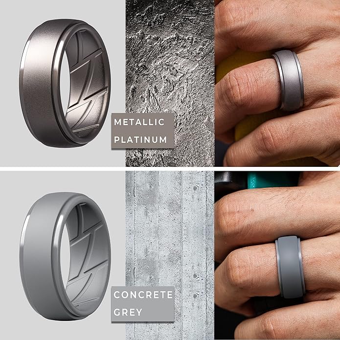 ThunderFit Men's Silicone Rings 10mm Wide 2.5mm Thick Rubber Bands, Breathable, Variety Multipack 1-10