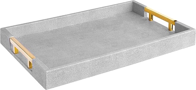 Home Redefined Modern Elegant 17.5"x12" Rectangle Glossy Grey Shagreen Faux by HomeRedefined