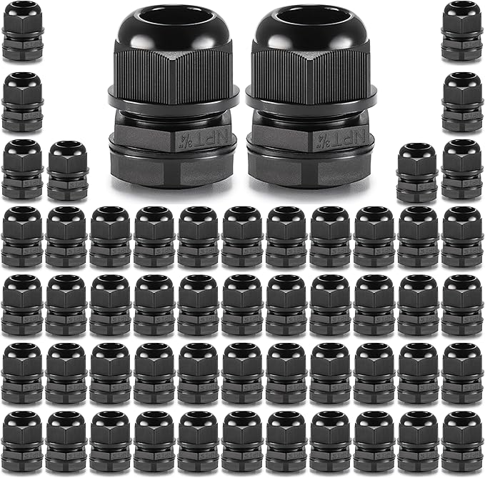 QILIPSU 50pcs 3/4" NPT Cable Gland Waterproof IP68 Nylon Cable Pass Through by QILIPSU