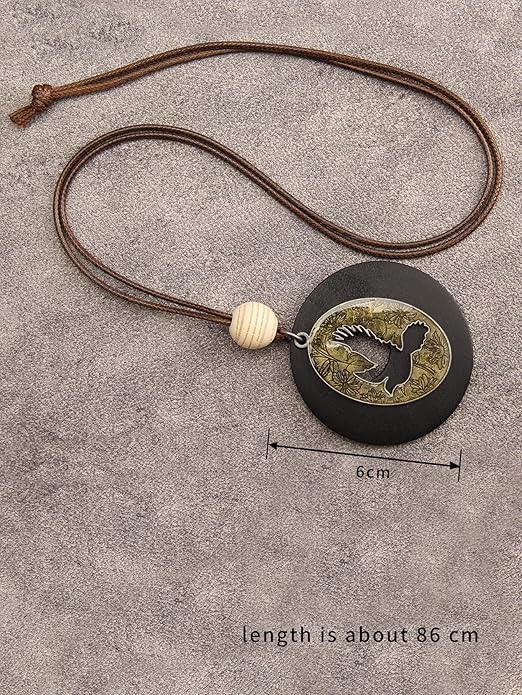 GelConnie Boho Necklaces for Women Vintage Silver Circles Long Pendant Necklace Cowgirl Sweater Necklace Adjustable Leather Choker Necklace for Women